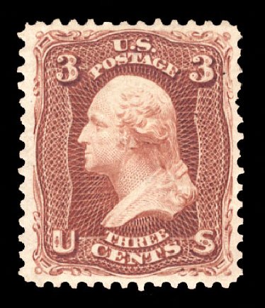US Stamp Value Scott Catalog # 104 - 1875 3c Washington Without Grill. Cherrystone Auctions, Oct 2012, Sale 201210, Lot 78