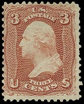 US Stamp Price Scott #104: 1875 3c Washington Without Grill. H.R. Harmer, Oct 2014, Sale 3006, Lot 1158