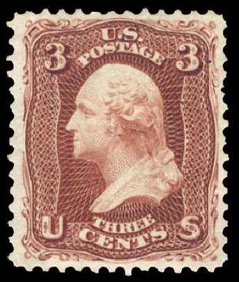 Prices of US Stamp Scott 104: 3c 1875 Washington Without Grill. Cherrystone Auctions, Apr 2010, Sale 201004, Lot 139