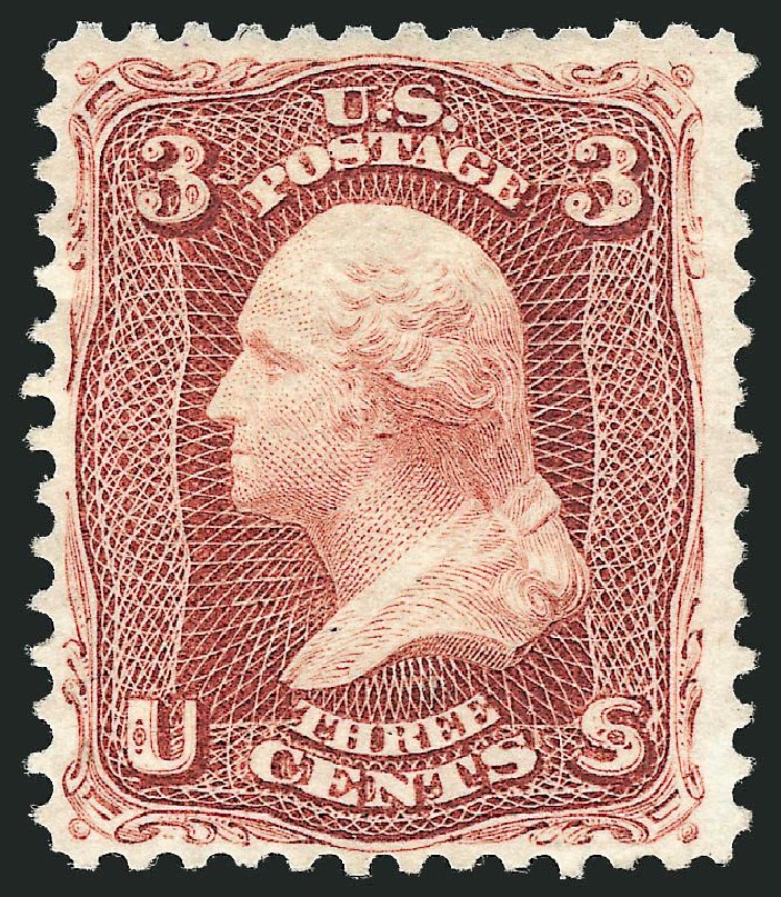 Prices of US Stamps Scott Catalogue #104: 1875 3c Washington Without Grill. Robert Siegel Auction Galleries, Nov 2013, Sale 1057, Lot 669