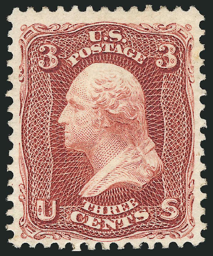 US Stamps Value Scott Catalogue 104: 1875 3c Washington Without Grill. Robert Siegel Auction Galleries, Oct 2010, Sale 997, Lot 5419