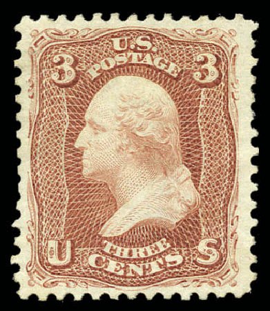 Value of US Stamp Scott Catalog # 104 - 3c 1875 Washington Without Grill. Matthew Bennett International, Sep 2010, Sale 331, Lot 454