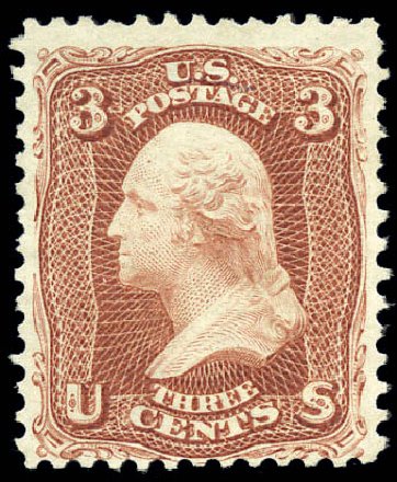 Values of US Stamp Scott Catalog 104 - 3c 1875 Washington Without Grill. Matthew Bennett International, Sep 2010, Sale 333, Lot 3484