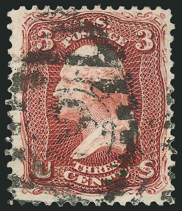 US Stamps Prices Scott Cat. 104 - 1875 3c Washington Without Grill. Robert Siegel Auction Galleries, Mar 2012, Sale 1019, Lot 424