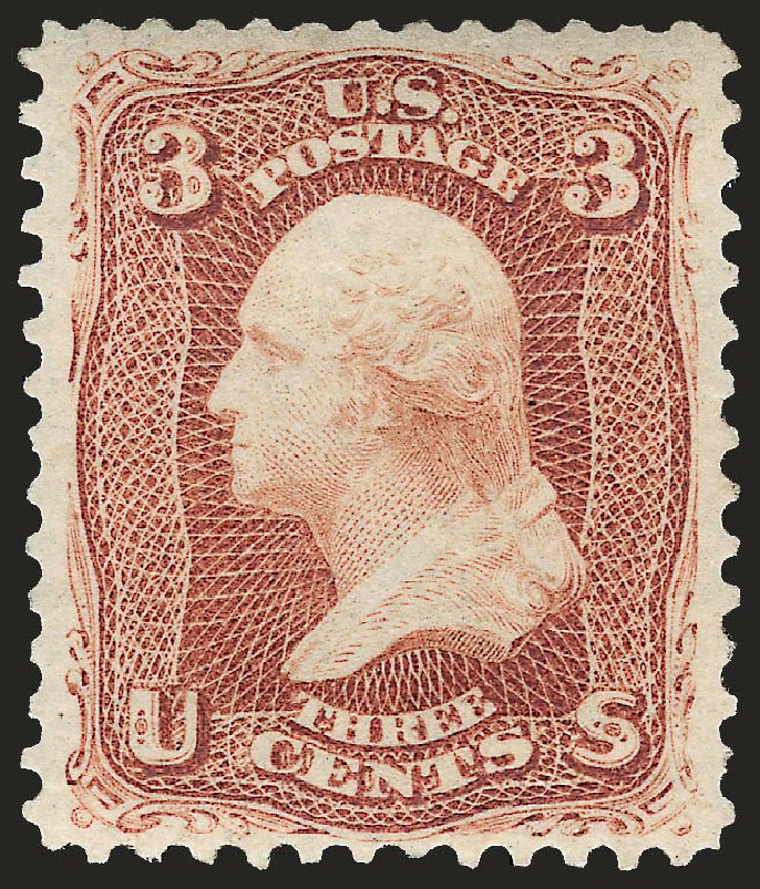 US Stamp Price Scott Catalog 104: 1875 3c Washington Without Grill. Robert Siegel Auction Galleries, Apr 2009, Sale 972, Lot 3104