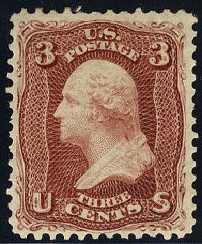 Costs of US Stamp Scott Cat. 104: 1875 3c Washington Without Grill. Cherrystone Auctions, Jan 2008, Sale 200801, Lot 1102