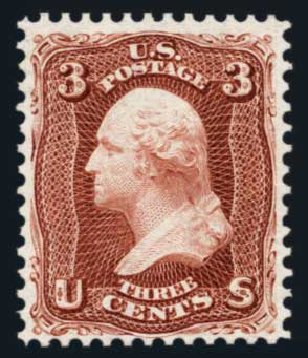 US Stamp Prices Scott Catalogue 104: 3c 1875 Washington Without Grill. Harmer-Schau Auction Galleries, Aug 2014, Sale 102, Lot 1742