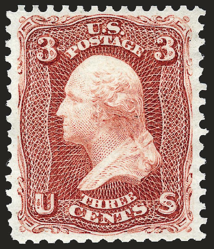 US Stamps Value Scott Catalog 104 - 3c 1875 Washington Without Grill. Robert Siegel Auction Galleries, Oct 2008, Sale 963, Lot 613