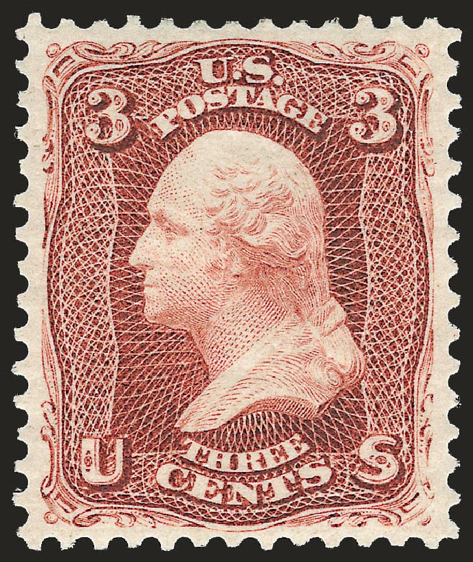 Prices of US Stamp Scott Catalogue 104: 3c 1875 Washington Without Grill. Robert Siegel Auction Galleries, Jan 2009, Sale 968, Lot 133
