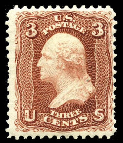 US Stamps Value Scott Catalogue 104 - 3c 1875 Washington Without Grill. Matthew Bennett International, Mar 2012, Sale 344, Lot 4306