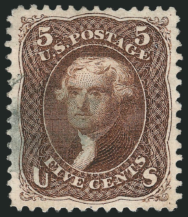 Cost of US Stamp Scott Catalogue # 105 - 1875 5c Jefferson Without Grill. Robert Siegel Auction Galleries, Oct 2012, Sale 1032, Lot 3178