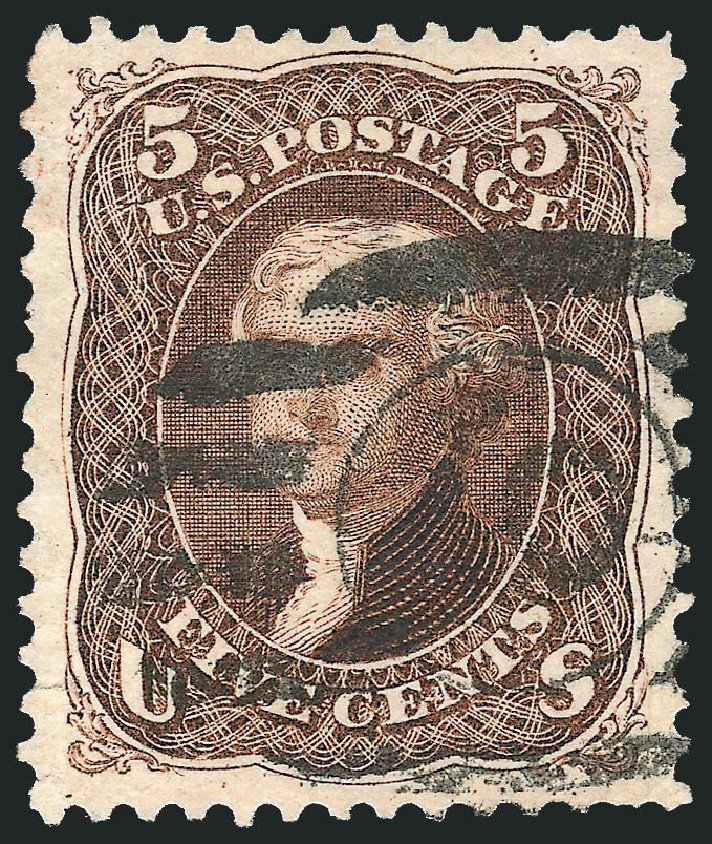 Value of US Stamp Scott # 105: 5c 1875 Jefferson Without Grill. Robert Siegel Auction Galleries, Dec 2012, Sale 1037, Lot 1640