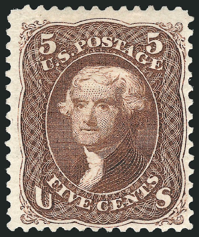 Costs of US Stamp Scott Cat. #105 - 1875 5c Jefferson Without Grill. Robert Siegel Auction Galleries, Oct 2010, Sale 997, Lot 5420
