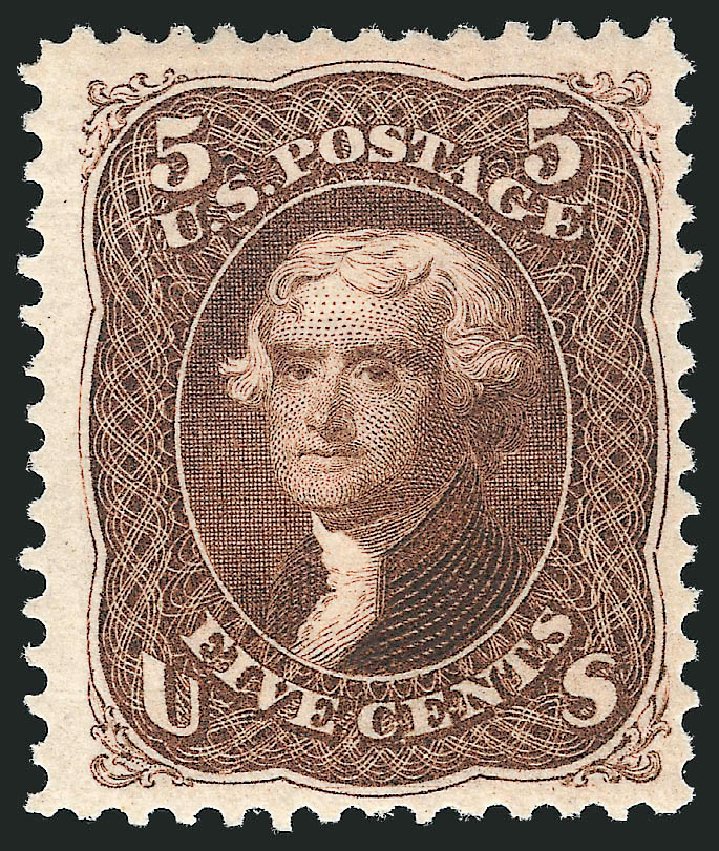 Prices of US Stamp Scott Catalogue # 105 - 5c 1875 Jefferson Without Grill. Robert Siegel Auction Galleries, Oct 2011, Sale 1014, Lot 1271