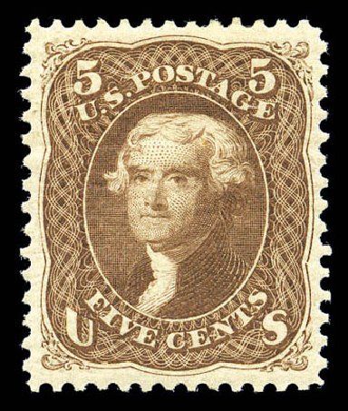 Cost of US Stamp Scott #105 - 5c 1875 Jefferson Without Grill. Matthew Bennett International, Sep 2010, Sale 332, Lot 2016