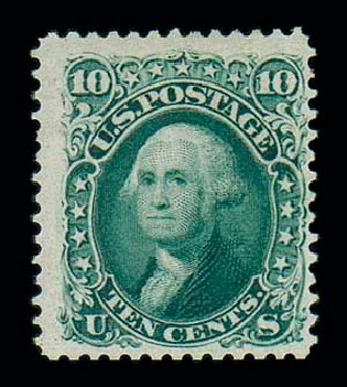 US Stamps Value Scott Catalogue #106: 1875 10c Washington Without Grill. Matthew Bennett International, Dec 2007, Sale 325, Lot 1565