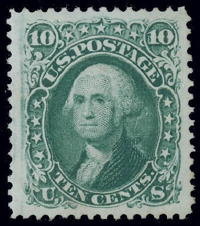 Value of US Stamp Scott Catalog 106 - 1875 10c Washington Without Grill. Matthew Bennett International, Jun 2008, Sale 328, Lot 595