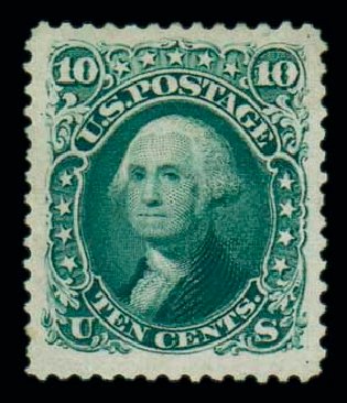 Value of US Stamps Scott Cat. 106 - 10c 1875 Washington Without Grill. Matthew Bennett International, Oct 2007, Sale 320, Lot 422