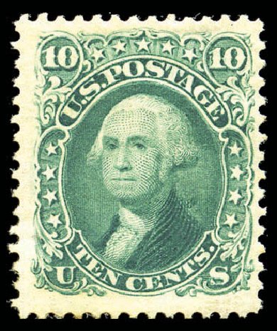 US Stamps Values Scott Catalogue #106: 10c 1875 Washington Without Grill. Matthew Bennett International, Sep 2010, Sale 331, Lot 456