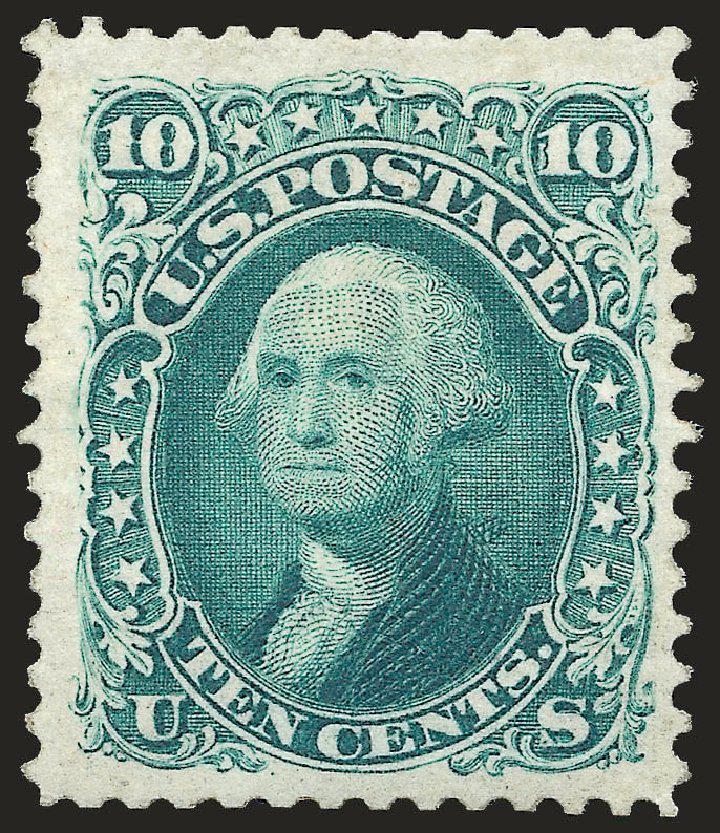 US Stamp Values Scott 106: 1875 10c Washington Without Grill. Robert Siegel Auction Galleries, Jun 2009, Sale 975, Lot 1326