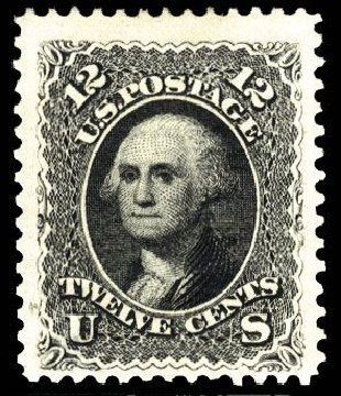 US Stamps Values Scott Catalog 107 - 1875 12c Washington Without Grill. Cherrystone Auctions, Mar 2008, Sale 200803, Lot 124