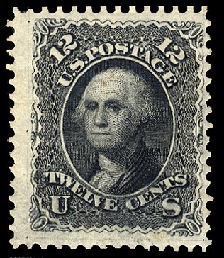 US Stamps Values Scott Catalog # 107 - 1875 12c Washington Without Grill. Cherrystone Auctions, Jun 2011, Sale 201106, Lot 34