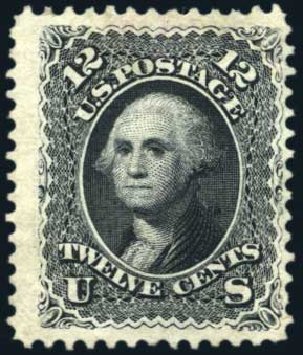 Cost of US Stamp Scott Cat. 107 - 1875 12c Washington Without Grill. Harmer-Schau Auction Galleries, Aug 2011, Sale 90, Lot 1264