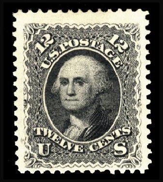 US Stamps Values Scott #107 - 1875 12c Washington Without Grill. Cherrystone Auctions, Jun 2012, Sale 201206, Lot 53