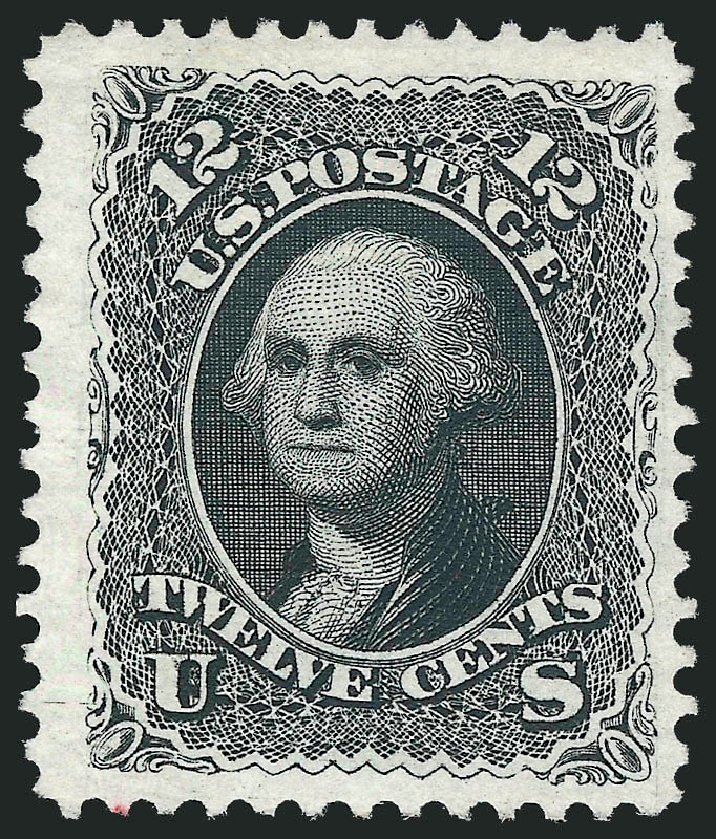 US Stamps Values Scott Cat. # 107: 1875 12c Washington Without Grill. Robert Siegel Auction Galleries, Mar 2012, Sale 1021, Lot 283