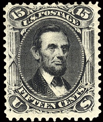 US Stamp Price Scott Catalogue # 108: 1875 15c Lincoln Without Grill. Cherrystone Auctions, Feb 2011, Sale 201102, Lot 37