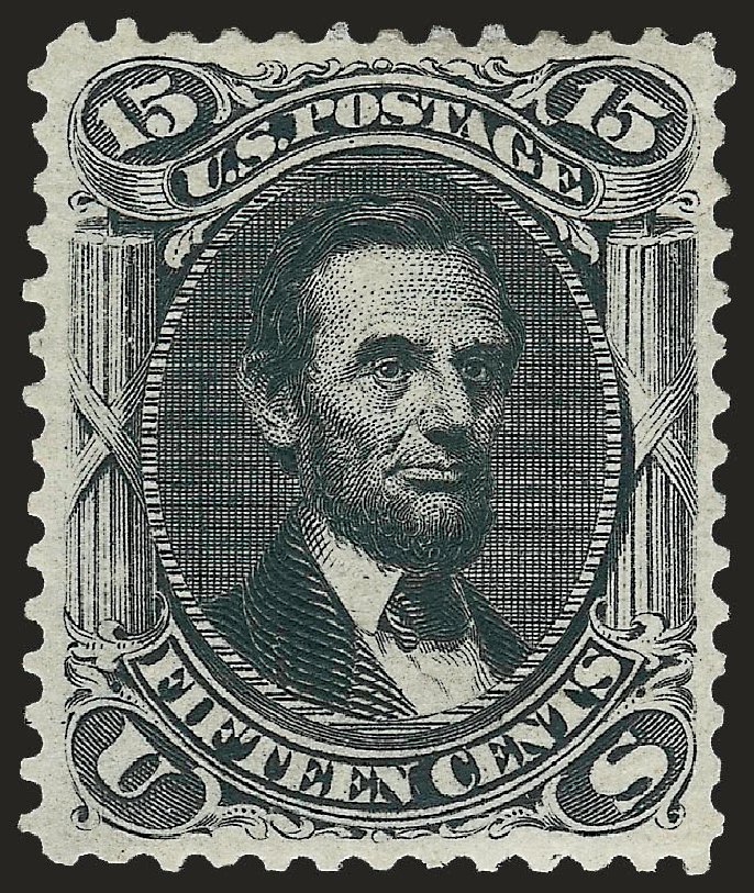 US Stamps Price Scott Cat. 108 - 1875 15c Lincoln Without Grill. Robert Siegel Auction Galleries, Jun 2009, Sale 973, Lot 97