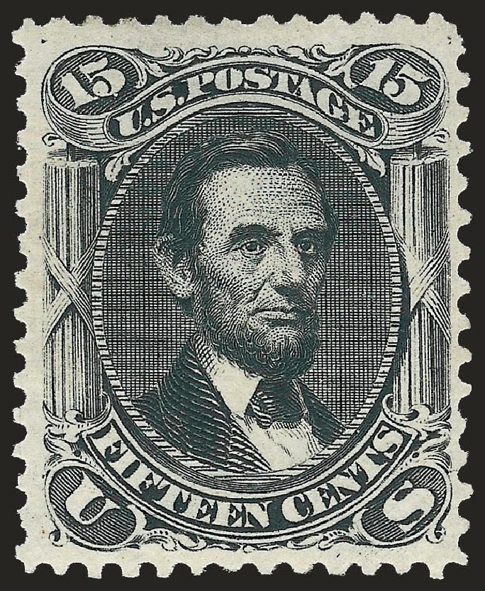 Cost of US Stamp Scott Cat. 108 - 1875 15c Lincoln Without Grill. Robert Siegel Auction Galleries, Apr 2009, Sale 972, Lot 3108