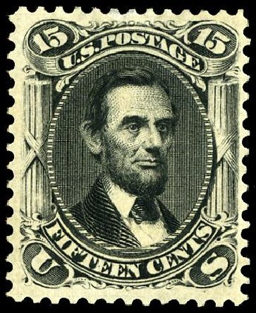 Prices of US Stamps Scott 108 - 1875 15c Lincoln Without Grill. Matthew Bennett International, May 2008, Sale 327, Lot 109