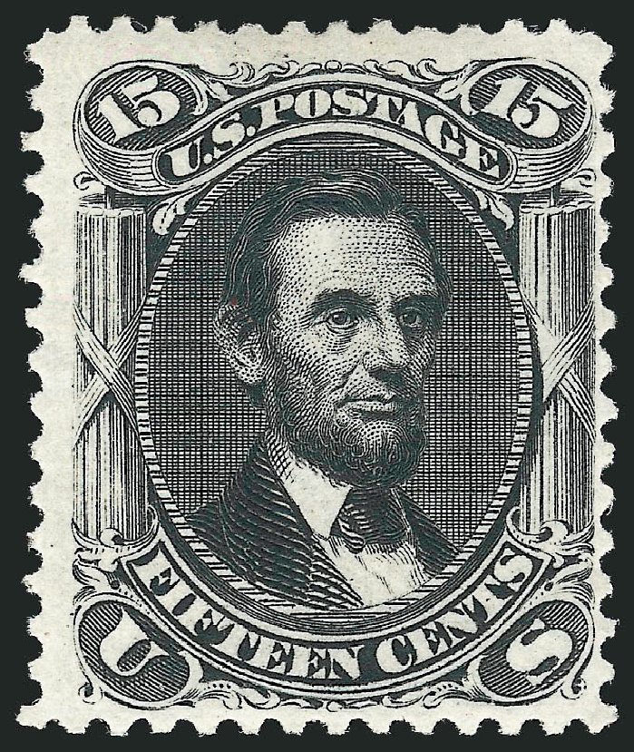 Prices of US Stamps Scott Catalogue 108 - 15c 1875 Lincoln Without Grill. Robert Siegel Auction Galleries, Oct 2010, Sale 997, Lot 5429