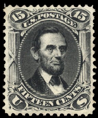 Price of US Stamp Scott 108: 1875 15c Lincoln Without Grill. Cherrystone Auctions, Apr 2010, Sale 201004, Lot 140