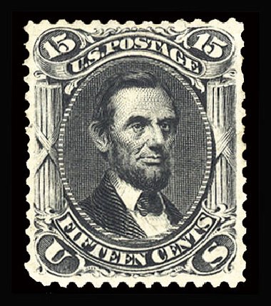 US Stamps Prices Scott Catalog # 108: 15c 1875 Lincoln Without Grill. Cherrystone Auctions, Mar 2013, Sale 201303, Lot 30
