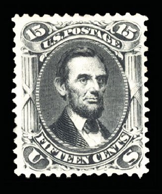 Values of US Stamp Scott Catalogue # 108 - 15c 1875 Lincoln Without Grill. Cherrystone Auctions, Jun 2014, Sale 201406, Lot 50
