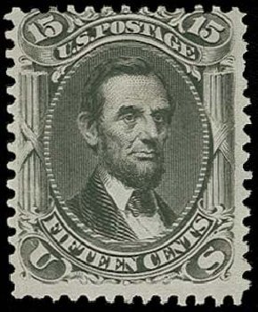 Prices of US Stamp Scott Catalog # 108 - 1875 15c Lincoln Without Grill. H.R. Harmer, Oct 2014, Sale 3006, Lot 1160