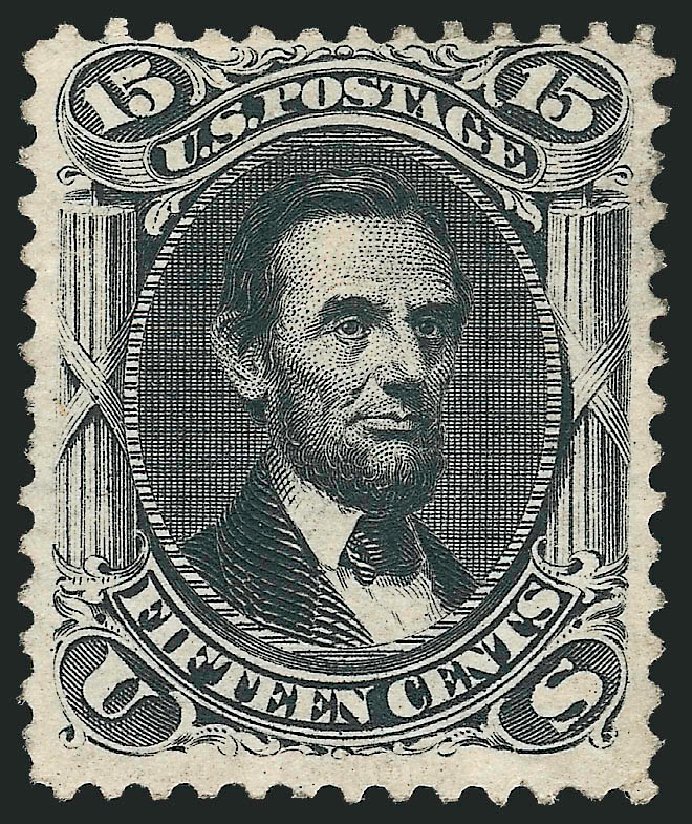 US Stamp Value Scott Cat. #108 - 15c 1875 Lincoln Without Grill. Robert Siegel Auction Galleries, Oct 2010, Sale 997, Lot 5430