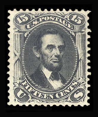 Value of US Stamps Scott Catalog # 108: 15c 1875 Lincoln Without Grill. Cherrystone Auctions, Mar 2013, Sale 201303, Lot 31
