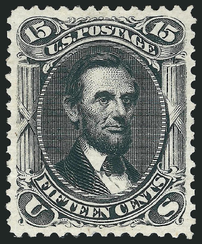 Value of US Stamp Scott Catalog # 108: 1875 15c Lincoln Without Grill. Robert Siegel Auction Galleries, Oct 2010, Sale 997, Lot 5431