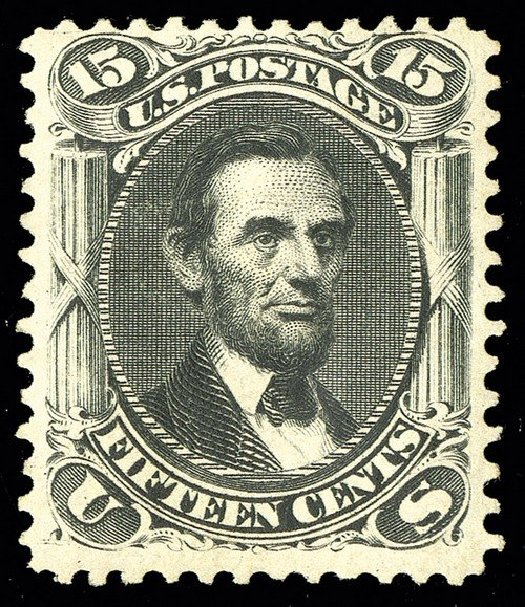 Costs of US Stamp Scott Catalogue 108 - 15c 1875 Lincoln Without Grill. Spink Shreves Galleries, May 2014, Sale 148, Lot 151