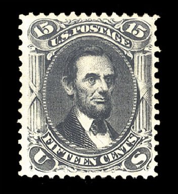 Costs of US Stamp Scott Catalogue 108 - 15c 1875 Lincoln Without Grill. Cherrystone Auctions, Sep 2010, Sale 201009, Lot 44