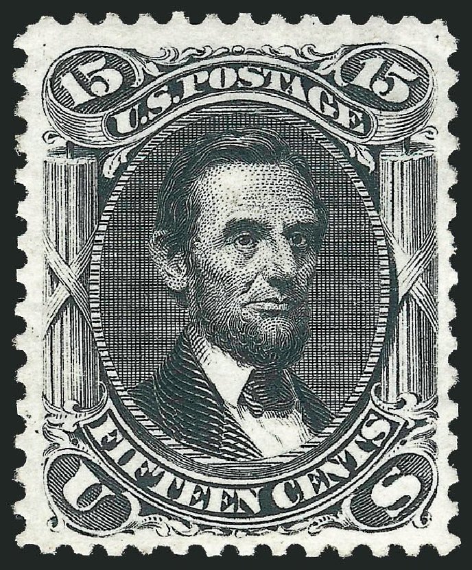 Price of US Stamp Scott Catalogue #108: 1875 15c Lincoln Without Grill. Robert Siegel Auction Galleries, Nov 2014, Sale 1084, Lot 3305