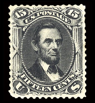 Prices of US Stamp Scott #108: 15c 1875 Lincoln Without Grill. Cherrystone Auctions, Sep 2010, Sale 201009, Lot 43
