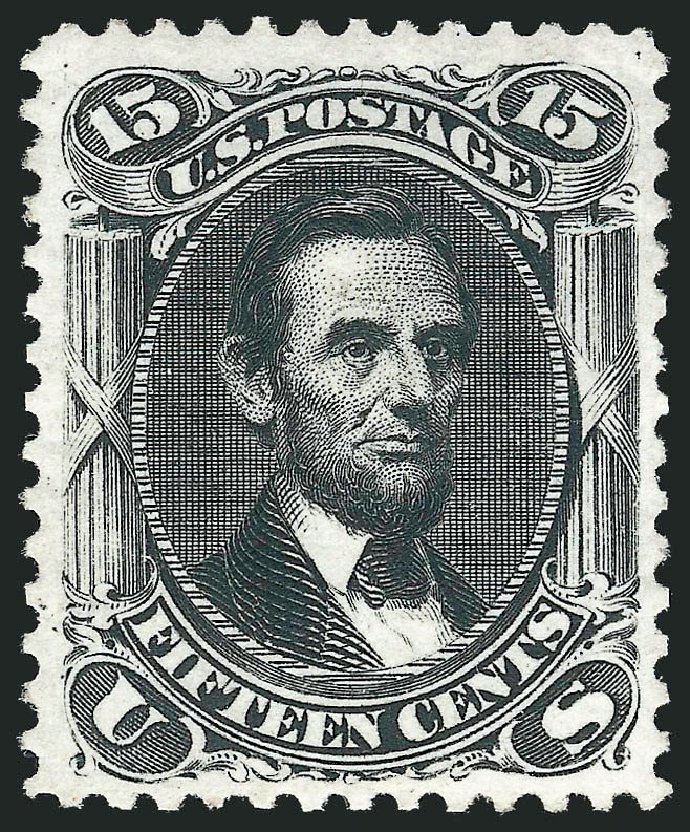 Price of US Stamps Scott Cat. 108: 1875 15c Lincoln Without Grill. Robert Siegel Auction Galleries, Nov 2013, Sale 1057, Lot 673
