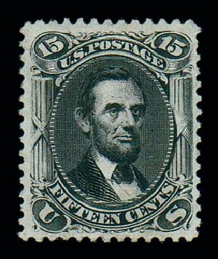 Prices of US Stamp Scott # 108 - 1875 15c Lincoln Without Grill. Matthew Bennett International, Oct 2007, Sale 320, Lot 426