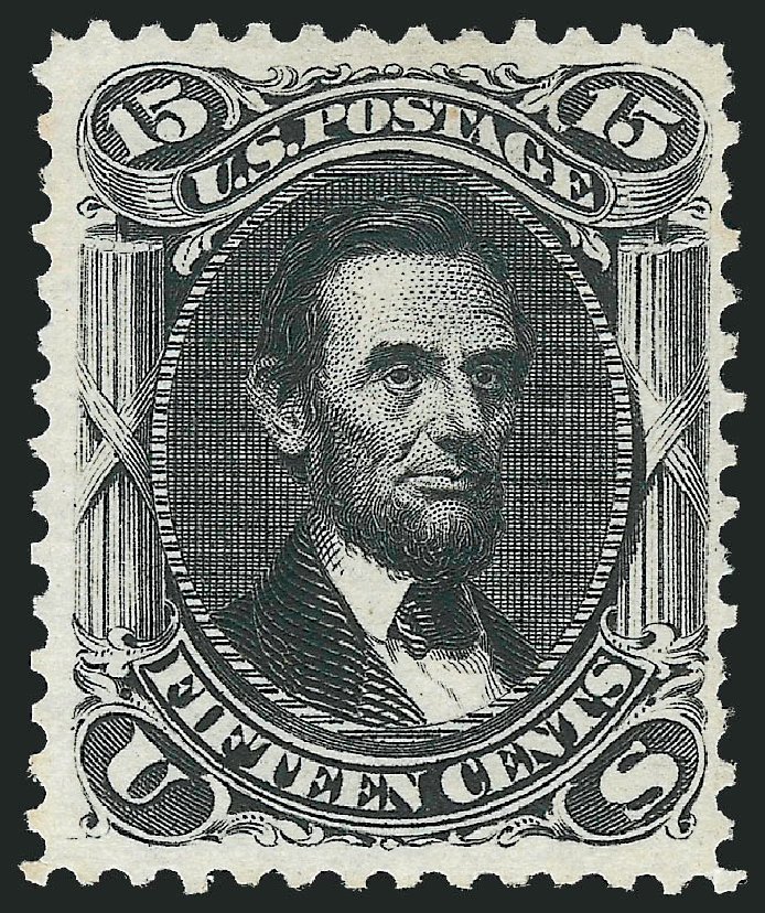 US Stamps Value Scott Cat. # 108 - 15c 1875 Lincoln Without Grill. Robert Siegel Auction Galleries, Dec 2012, Sale 1037, Lot 1646