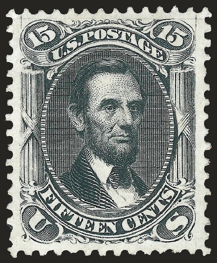 Value of US Stamps Scott Catalog #108 - 1875 15c Lincoln Without Grill. Robert Siegel Auction Galleries, Jun 2010, Sale 989, Lot 116