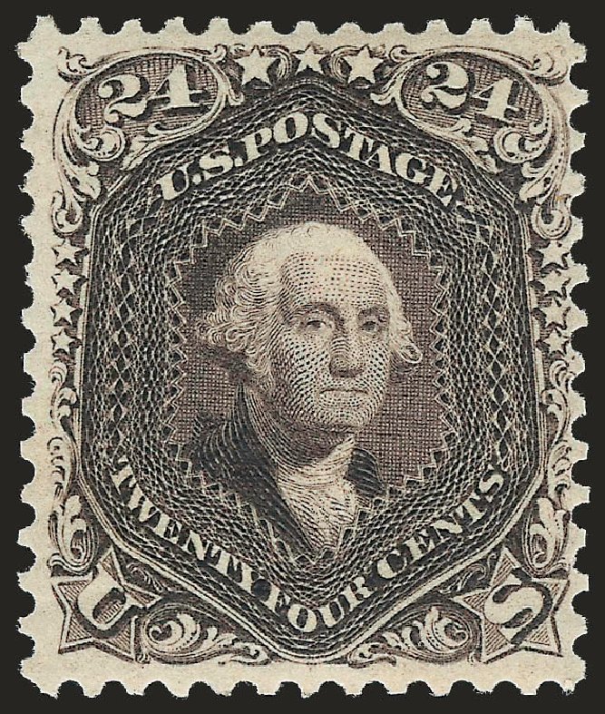 Values of US Stamp Scott Catalogue 109 - 1875 24c Washington Without Grill. Robert Siegel Auction Galleries, Apr 2010, Sale 984, Lot 357
